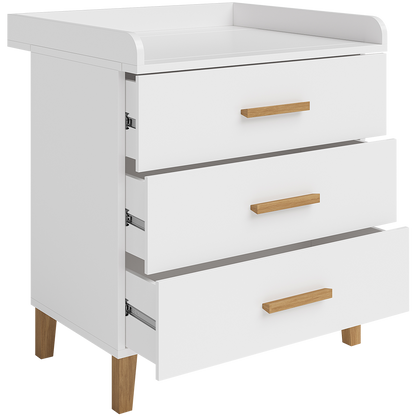 Liri Wickelkommode, weiß/natur, mit 3 Schubladen und abnehmbaren Wickelaufsatz
