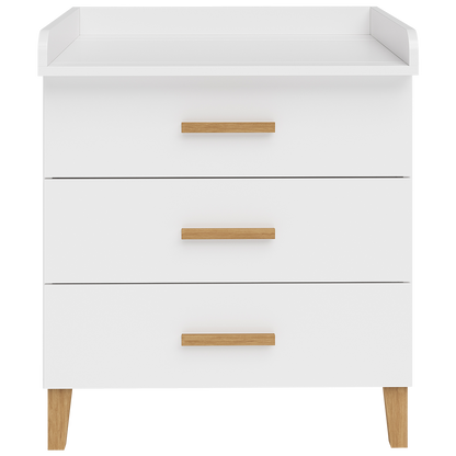 Liri Wickelkommode, weiß/natur, mit 3 Schubladen und abnehmbaren Wickelaufsatz