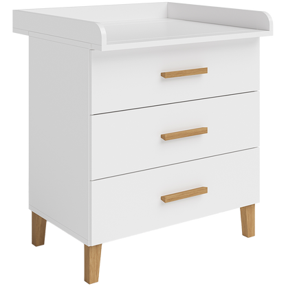 Liri Wickelkommode, weiß/natur, mit 3 Schubladen und abnehmbaren Wickelaufsatz