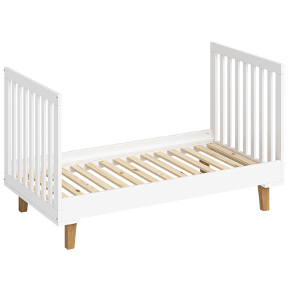 Liri Kombi-Kinderbett 70x140 cm, weiß/natur, 3-fach höhenverstellbar, umbaubar zum Juniorbett, inkl. Umbauseiten