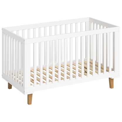 Liri Kombi-Kinderbett 70x140 cm, weiß/natur, 3-fach höhenverstellbar, umbaubar zum Juniorbett, inkl. Umbauseiten
