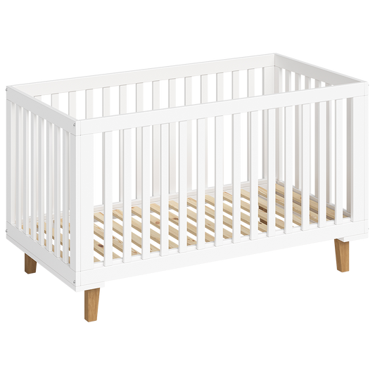 Liri Kombi-Kinderbett 70x140 cm, weiß/natur, 3-fach höhenverstellbar, umbaubar zum Juniorbett, inkl. Umbauseiten