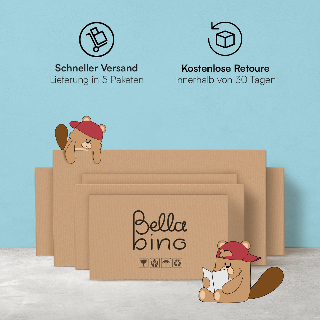 Liri 2-tlg. Babyzimmer, weiß/natur, Set aus Wickelkommode mit abnehmbarem Wickelaufsatz und 2-trg. Kleiderschrank
