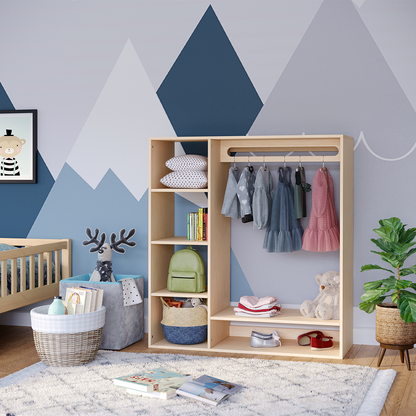 Tea Kindergarderobe, natur unbehandelt, Sperrholz Birke, 114 x 40 x 105 cm, mit 6 Ablagefächern