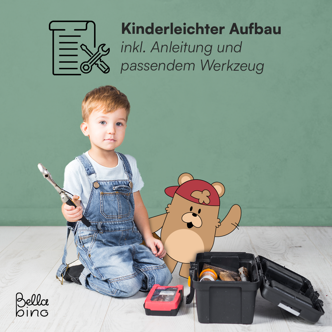 Teme Kinderbücherregal mit 4 Ablagefächern und Aufbewahrungsregal, Kiefer massiv, grün/natur, 80x40x44 cm