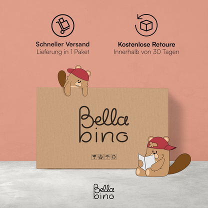 Teme Kinderbücherregal mit 4 Ablagefächern und Aufbewahrungsregal, Kiefer massiv, weiß/natur, 80x40x44 cm