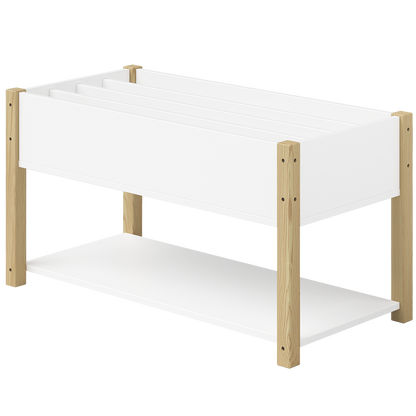 Teme Kinderbücherregal mit 4 Ablagefächern und Aufbewahrungsregal, Kiefer massiv, weiß/natur, 80x40x44 cm