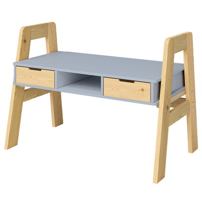 Campo Kinderschreibtisch, beige/natur, 4-fach höhenverstellbar, mit 2 Schubladen, 1 Ablagefach und 3 Aufbewahrungsfächern, 75 x 63 x 93 cm