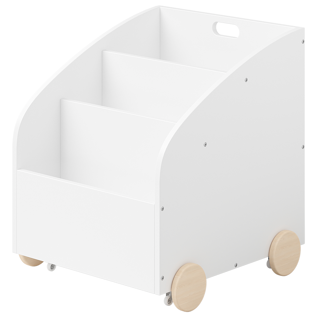 Towy Kinderbücherregal mit 3 Ablagefächern und Geheimfach, weiß/natur, 43 x 40 x 43 cm