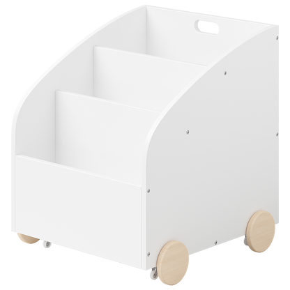 Towy Kinderbücherregal mit 3 Ablagefächern und Geheimfach, weiß/natur, 43 x 40 x 43 cm