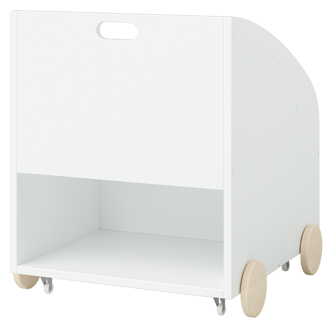 Towy Kinderbücherregal mit 3 Ablagefächern und Geheimfach, weiß/natur, 43 x 40 x 43 cm