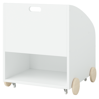 Towy Kinderbücherregal mit 3 Ablagefächern und Geheimfach, weiß/natur, 43 x 40 x 43 cm