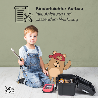 Towy Kinderbücherregal mit 3 Ablagefächern und Geheimfach, weiß/natur, 43 x 40 x 43 cm