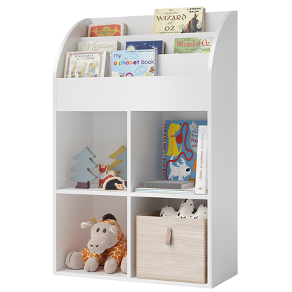 Koro Kinderregal, weiß, mit 3 Fächern für Bücher und 4 Fächern für Aufbewahrungsboxen