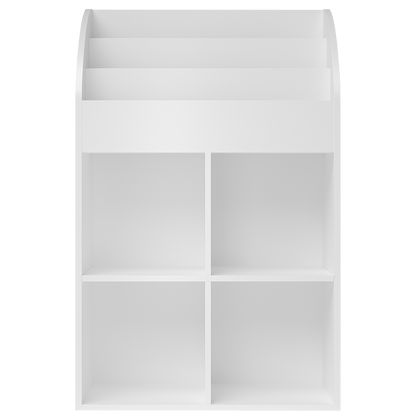 Koro Kinderregal, weiß, mit 3 Fächern für Bücher und 4 Fächern für Aufbewahrungsboxen