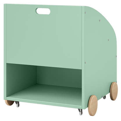 Towy Kinderbücherregal mit 3 Ablagefächern und Geheimfach, grün/natur, 43 x 40 x 43 cm