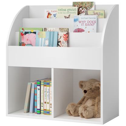 Koro Kinderregal, weiß, mit 3 Fächern für Bücher und 2 Fächern für Aufbewahrungsboxen