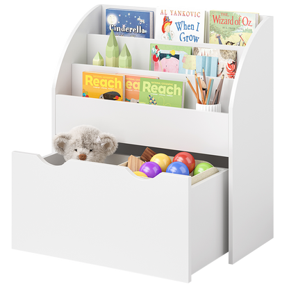 Koro Kinderregal, weiß, mit 3 Fächern für Bücher und 1 Schublade