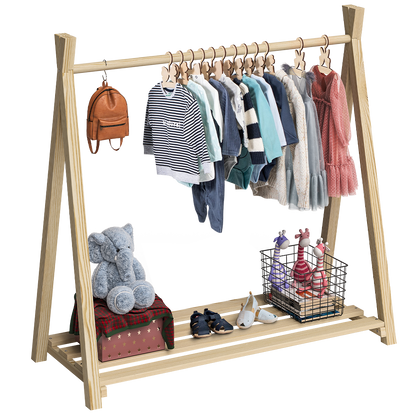 Ryck Tipi-Kleiderstange, natur unbehandelt, Kiefer massiv, inkl. Schuh – Bellabino