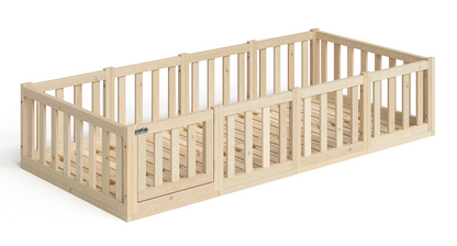 Tapi Bodenbett 90x200 cm mit Tür, natur lackiert, Kiefer massiv, inkl. Lattenrost