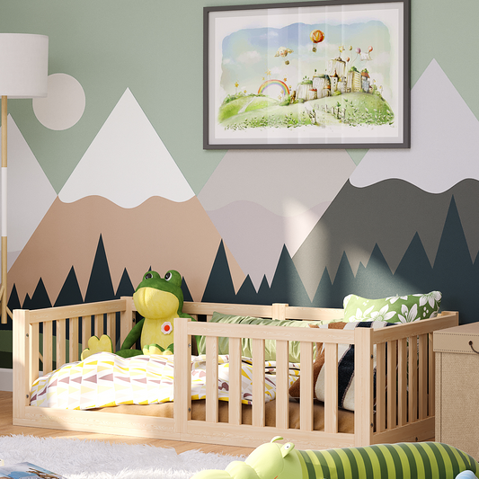 Tapi Bodenbett 70 x 140 cm, natur lackiert, Kiefer massiv, inkl. Lattenrost