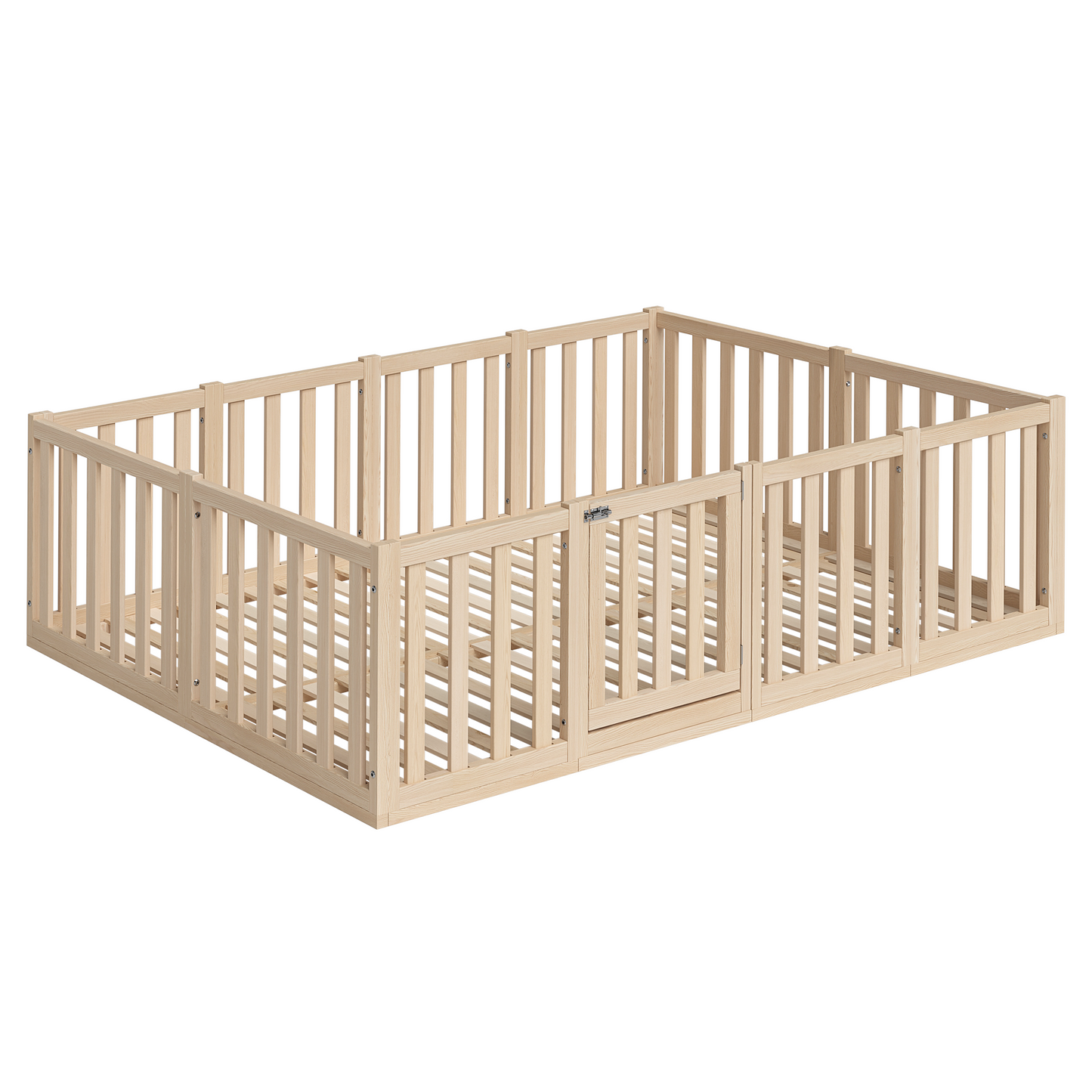 Tapi Bodenbett 140x200 cm mit extra hohem Gitter, mit Tür, natur lackiert, Kiefer massiv, inkl. Lattenrost