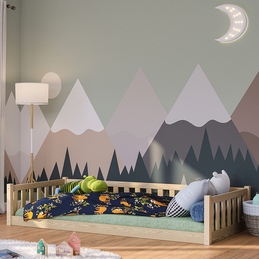 Mura Bodenbett inkl. Lattenrost, Kiefer massiv, natur lackiert, 90x200 cm